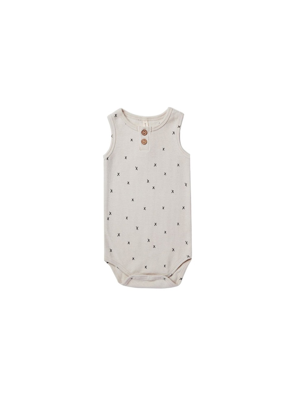 Quincy Mae Sleeveless Henley Bodysuit, Criss Cross Pattern 6-12 Months